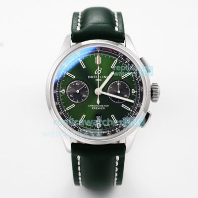 GF Factory Breitling Premier B01 Chronograph 42 Stainless Steel Green Dial Watch